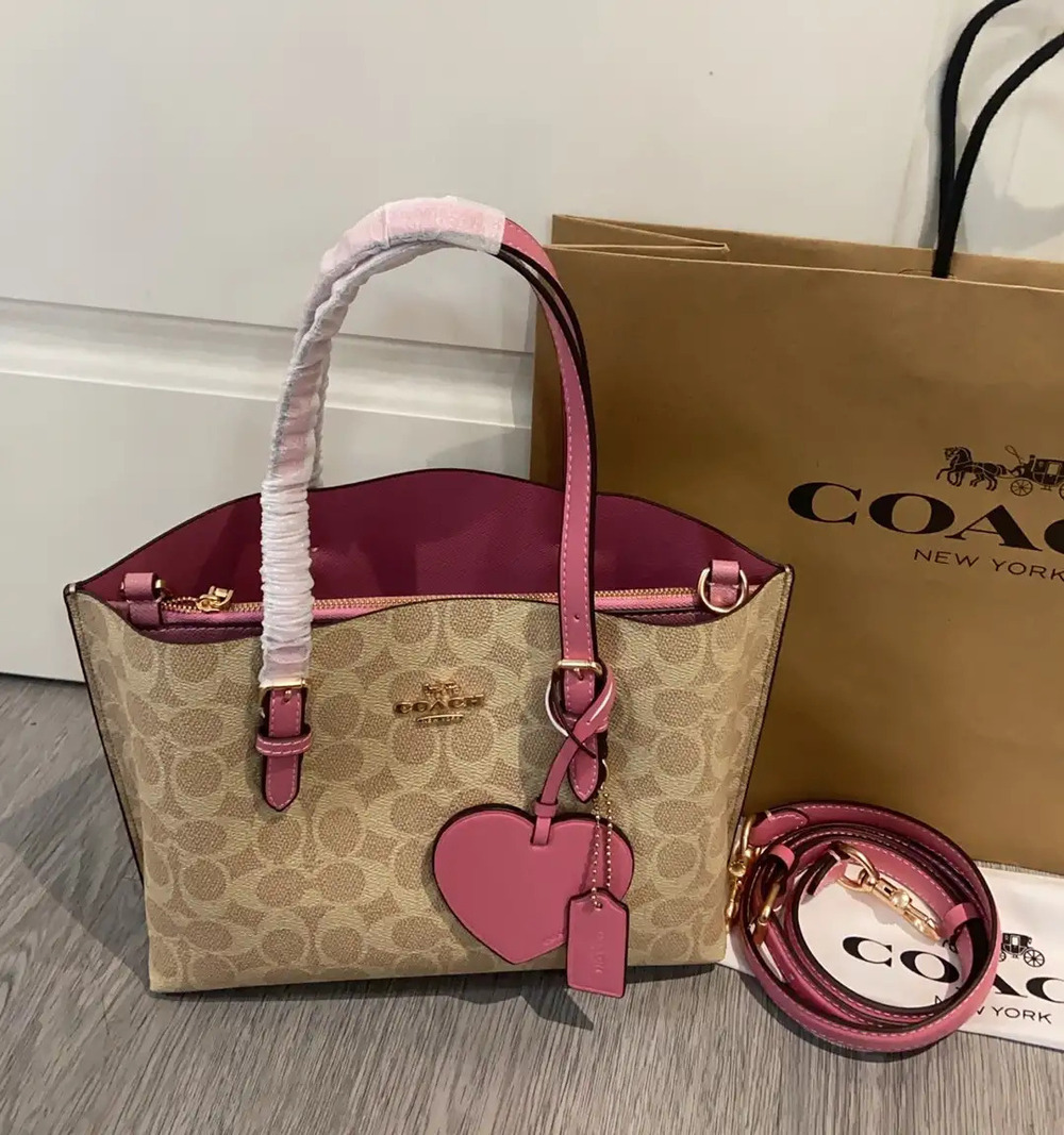 Coach Pink Signature Canvas Crossbody Tote